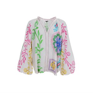 Black Colour - BCSUN blouse - White Flower - Onesize